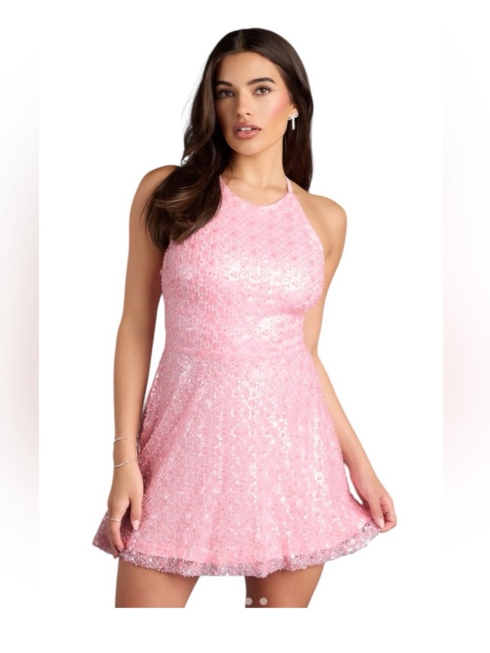 Windsor PinkGracie Beaded Tie-Back Skater Dress. Size Small. NWT